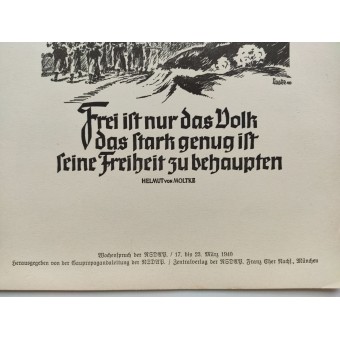 NSDAP weekly poster: Free is only the people who are strong enough to assert their freedom.. Espenlaub militaria