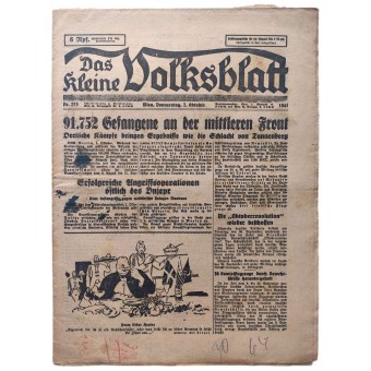Das kleine Volksblatt - 2nd of October 1941 - 91,752 prisoners on the middle front. Espenlaub militaria
