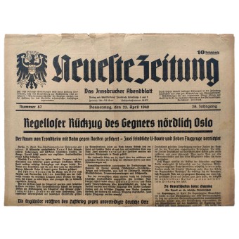 Neueste Zeitung - 25th of April 1940 - The area of ​​Trondheim secured. Espenlaub militaria