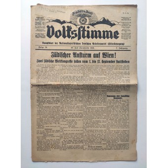 The Volksstimme - Hitlers newspaper 1929 pre 3 Reich - Jewish rush to Vienna. Espenlaub militaria