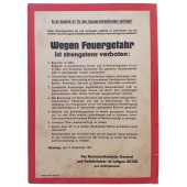 Cartel alemán de 1941 sobre el peligro de incendio en los cuarteles