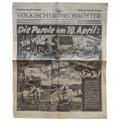 Völkischer Beobachter, número especial sobre el referéndum para la anexión de Austria en 1938