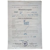 Class graduation certificate for the academic year 1942/1943