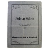 Heimatschein or 'Home certificate' dated 1938