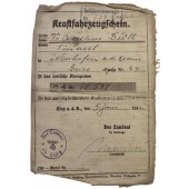 Motorcycle  ( DKW)Auto Union 198 cс, 1939 year, vehicle registration certificate in 1942