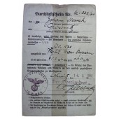 Permit to pass to the airfield Wien-Aspern issued in 1941