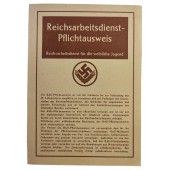 RAD o Reichsarbeitsdienst Documento de identidad de una joven alemana de 16 años, 1944