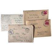 Colección de 3x cartas y una postal enviadas a/por soldados de las SS