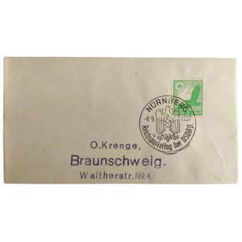 Empty envelope of the First day with a special stamp of Nurnberg party day in 1937. Espenlaub militaria