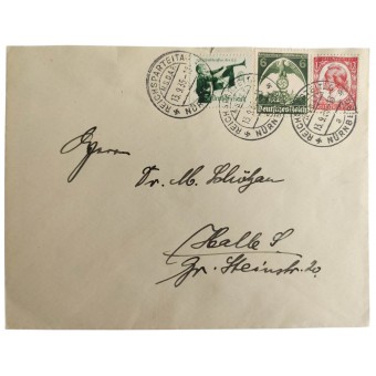 Envelope of the First day with three marks for nazi party day in 1935. Espenlaub militaria