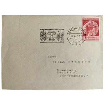 Envelope with Hitlers birthday stamp dated 20.4.40 and postmark. Espenlaub militaria