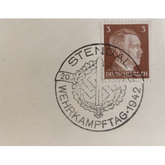 First Day postcard with stamp about SA Wehrkampftag 1942. Espenlaub militaria