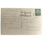 Tarjeta postal con sello de Hitlerjugend fechada el 16.10.1935