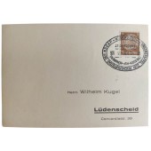 Postcard with interesting stamp for Marschstaffel zum Reichsparteitag der NSDAP from Gau Sachsen