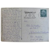 Postcard with SA stamp dedicated to the competitions in Berlin in 1939