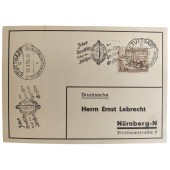 Tarjeta postal con sellos de las SA con lema nazi y sello de Stuttgart fechado el 28.3.38