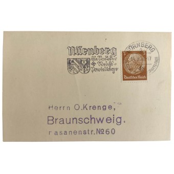 Postcard with the special Nuernberg Party Day stamp made in 1936. Espenlaub militaria