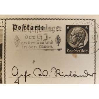 Postcard with special stamp of HJ camp Kurhessenlager dated 1938