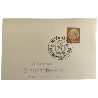 The First day postcard with Reichsparteitag stamp dated 1937. Espenlaub militaria