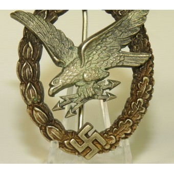Luftwaffe Radio Operator & Air Gunner Badge by JMME & Sohn Fliegerschützenabzeichen mit Blitzbündel. Espenlaub militaria