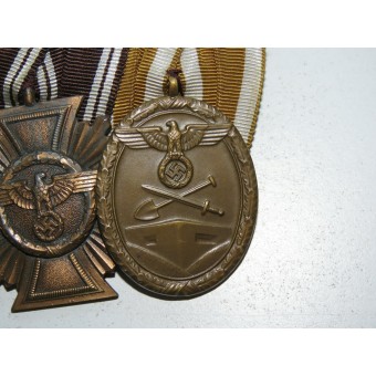 Medal bar NSDAP-Dienstauszeichnung in Bronze and Westwall medal. Espenlaub militaria