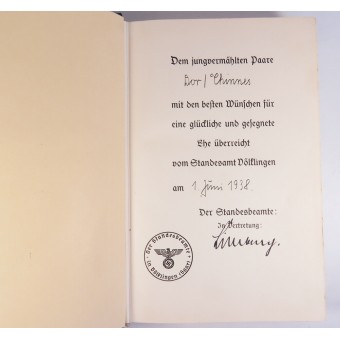 Adolf Hitler Mein Kampf. Wedding edition of 1937 for a gift to the family. Espenlaub militaria
