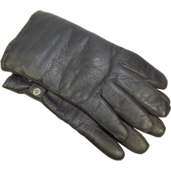 German leather officers gloves in big size, grey leather.. Espenlaub militaria