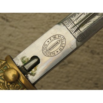 Kriegsmarine dagger, etched w Schiffsmotiv, FW Höller. Espenlaub militaria
