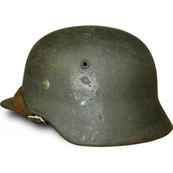 M 35 Heeres combat single decal helmet in field rough texture repaint.. Espenlaub militaria