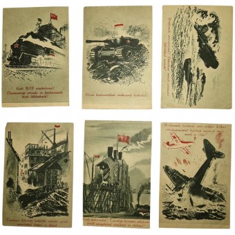 WW2 Set of 6  propaganda post cards.  Printed in 1945. Rare!. Espenlaub militaria