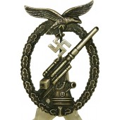 Luftwaffe Flak Badge white brass with Ball Hinge / Flakkampfabzeichen der Luftwaffe Buntmetal