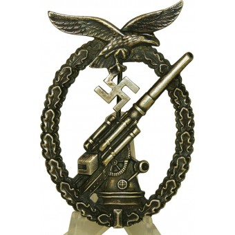 Luftwaffe Flak Badge white brass with Ball Hinge / Flakkampfabzeichen der Luftwaffe Buntmetal. Espenlaub militaria