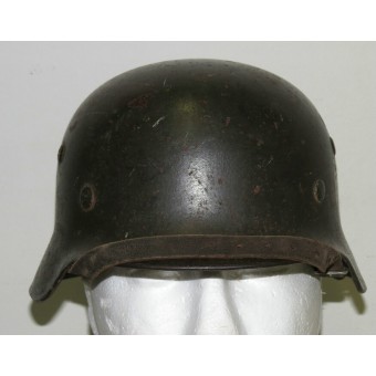 Wehrmacht Heer M35 helmet, late type issue, single decal ET62. Espenlaub militaria