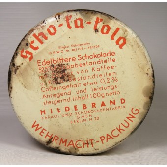 The tin of Scho-ka-kola chocolate for Wehrmacht. Espenlaub militaria