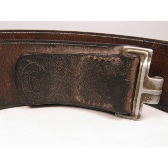 Hitler Youth aluminum buckle on a 1938 leather combat belt. Espenlaub militaria