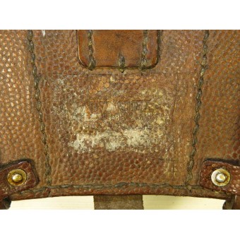 Luftwaffe brown leather early K 98 pouch marked Gustav Schiele 1938 year. Espenlaub militaria