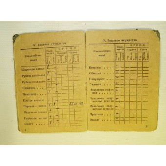 Red Army paybook for a  motorcycle mechanic in rank of sergeant served in 67 motorized rifle battalion. Espenlaub militaria