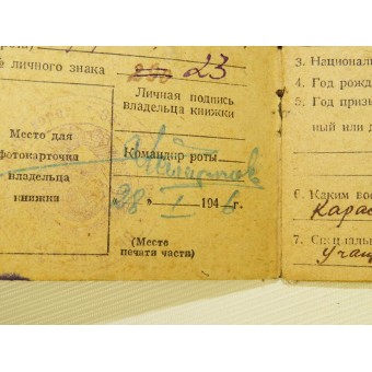 Red Army soldiers paybook. Issued to the Red Army man served in NKVD battalion of railway guard. Espenlaub militaria