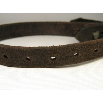 1941 year marked German helmet leather chinstrap with aluminum buckle and studs. Espenlaub militaria