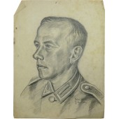 Obra de arte frontal del artista de guerra alemán G. Stauch. Junio de 1943, Ostfront. Original.