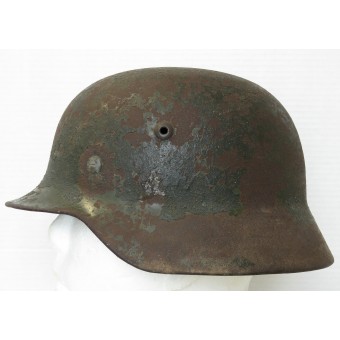 German m35 Wehrmacht Heer steel helmet. Battle damaged!. Espenlaub militaria