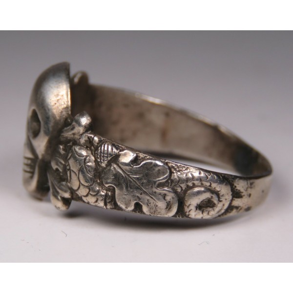 Traditional skull ring 835 sterling silver. Belonged to Friedrich Kober SS  T Stuba Mauthausen