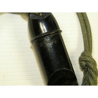 German bakelite whistle - Waffen SS or Wehrmacht with lanyard. Espenlaub militaria