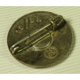 M 1/34 RZM NSDAP member badge, silvered brass-Karl Wurster. Espenlaub militaria