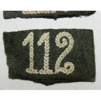 Wehrmacht 112 Infantry Regiment Slip-On Tabs for Shoulder Boards.. Espenlaub militaria