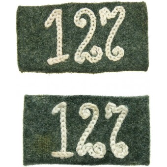 WWII German EM/NCO Shoulder strap slides for 127 Infantry regiment. Espenlaub militaria