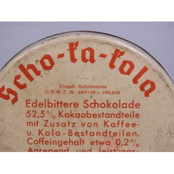 A can of semi-bitter German chocolate for the Wehrmacht Scho-ka-kola. Espenlaub militaria