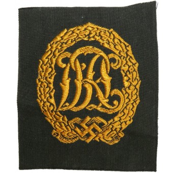 DRL Sports Badge, Bronzer Grade. Woven version on black rayon. Espenlaub militaria