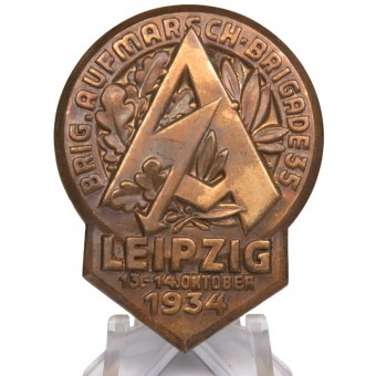 Third Reich badge of the SA stormtrooper event in Leipzig / Brig.-Aufmarsch Brigade 35 Leipzig 13.-14. Oktober 1934. Espenlaub militaria