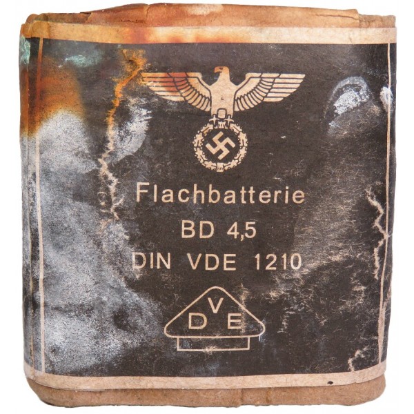 Flachbatterie BD 4.5 Volt DIN VDE 1210. Wehrmacht flat battery for 4.5 Volt  flashlights